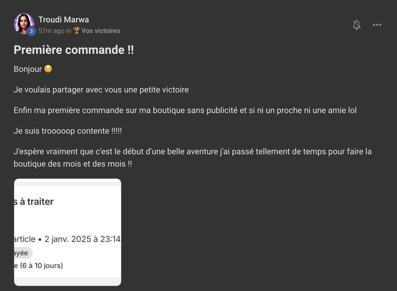 Capture de l'avis de Troudi Marwa