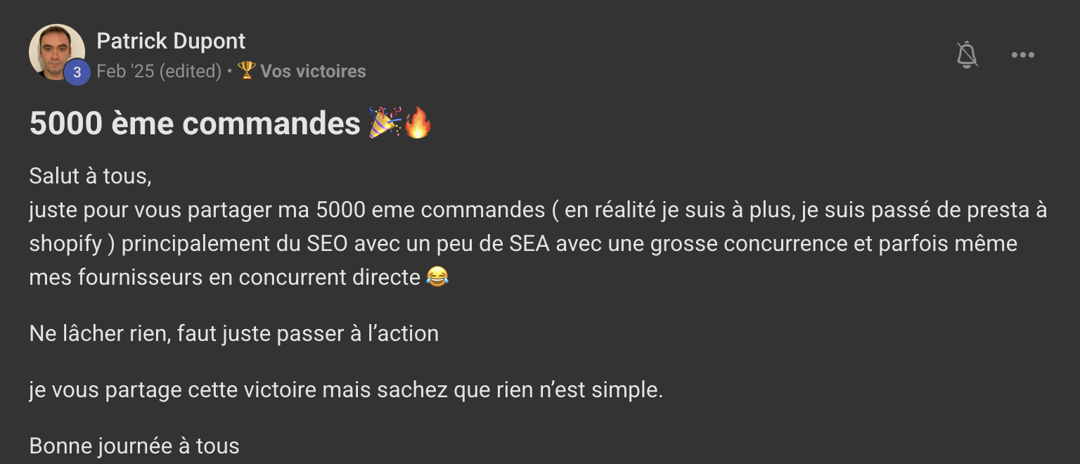 Capture de l'avis de Patrick Dupont