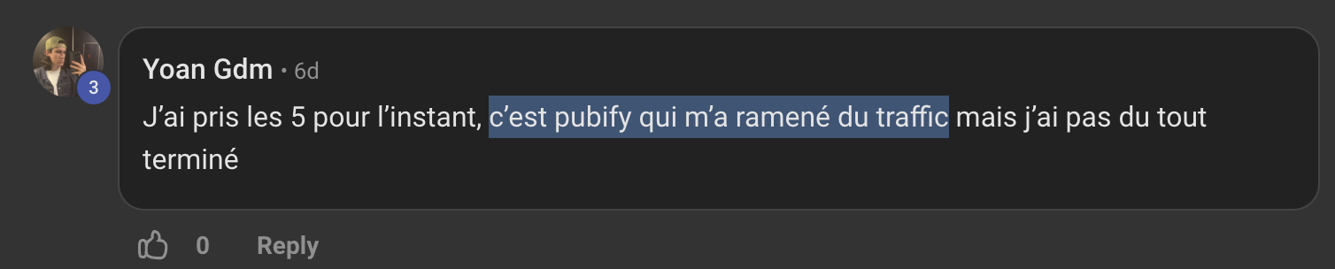 Capture de l'avis de Yoan Gdm