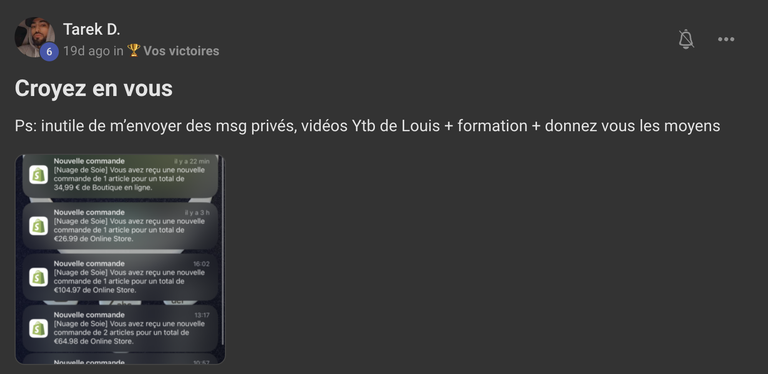 Capture de l'avis de Tarek D.