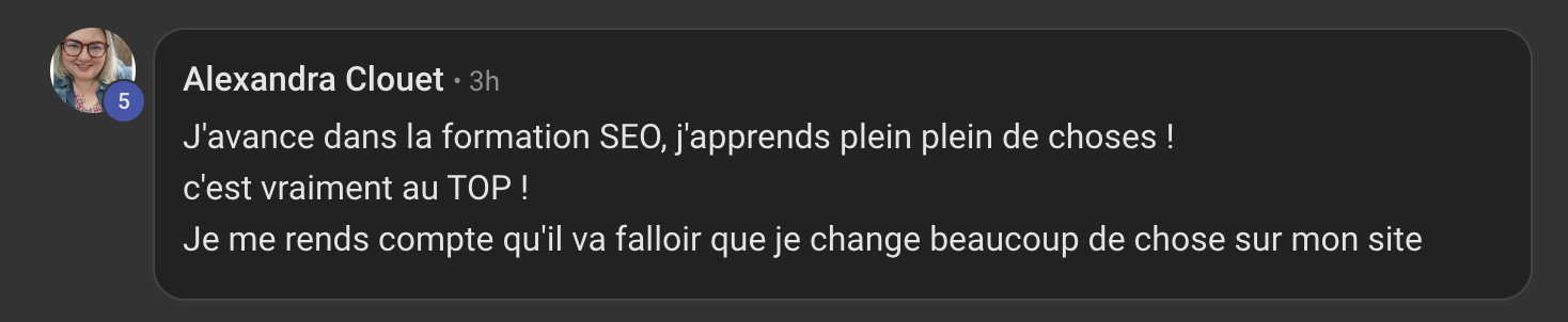 Capture de l'avis de Alexandra Clouet