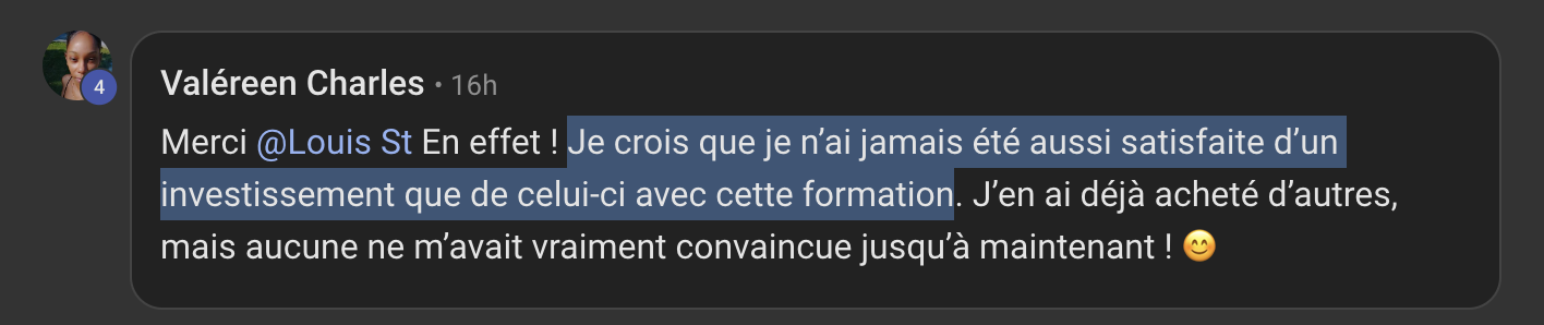 Capture de l'avis de Valéreen Charles