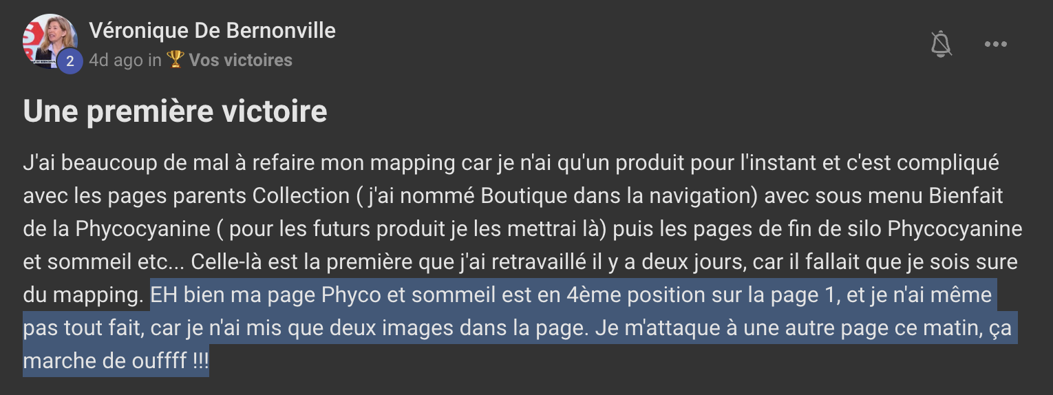 Capture de l'avis de Véronique De Bernonville