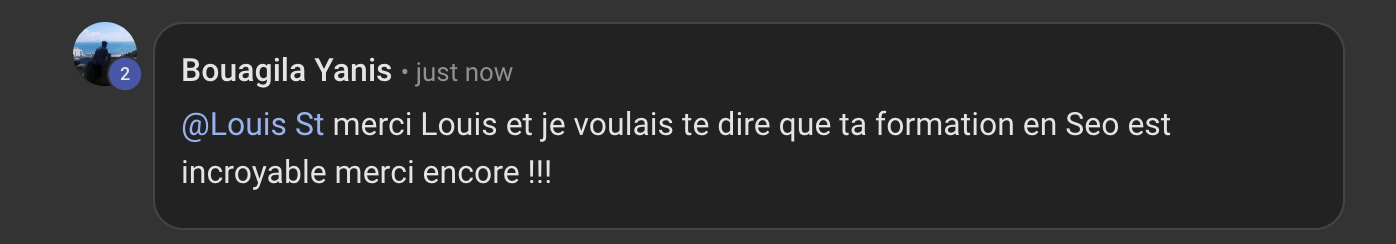 Capture de l'avis de Bouagila Yanis